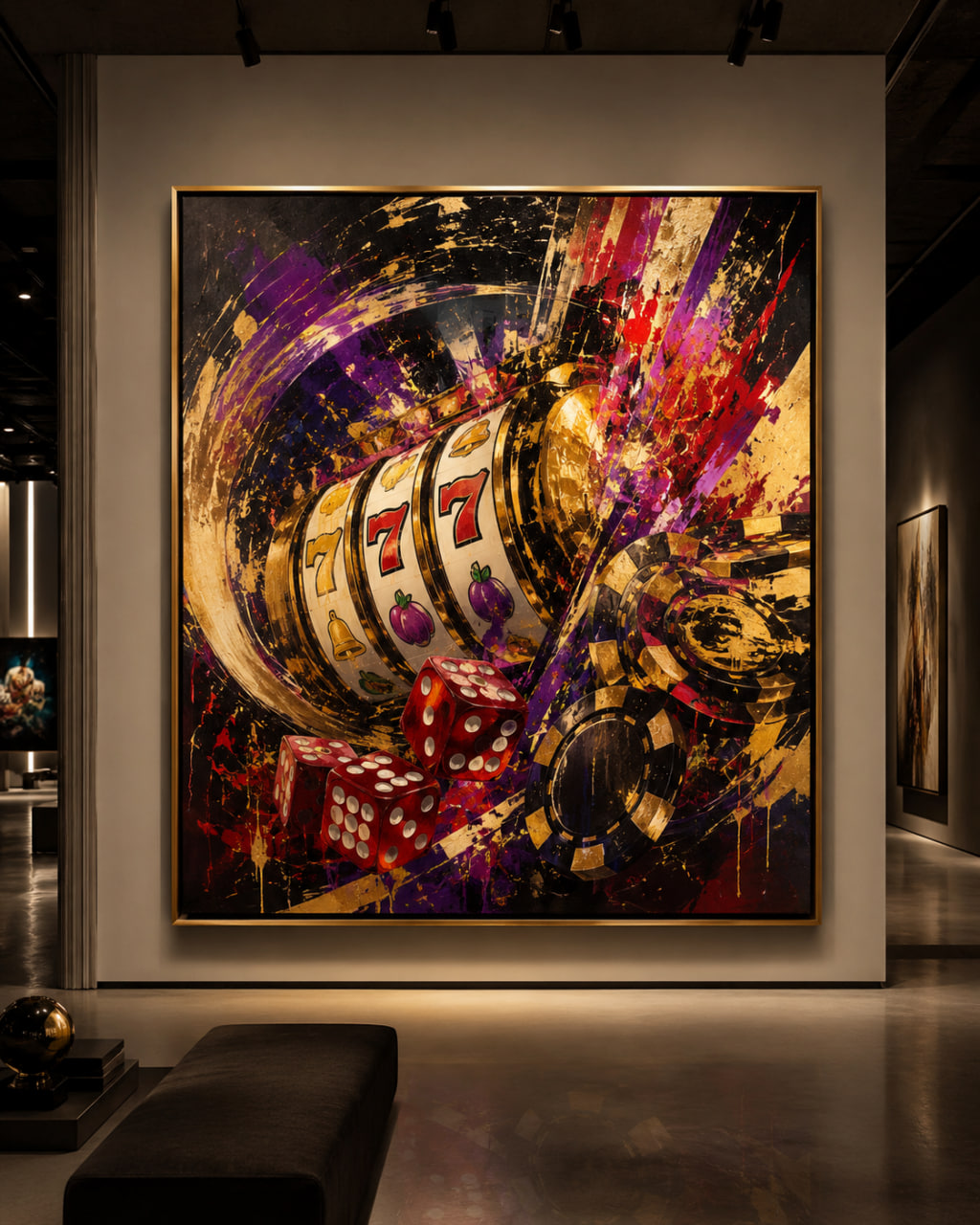 Casino interior wall art and custom gaming artwork by Clemence Seilles